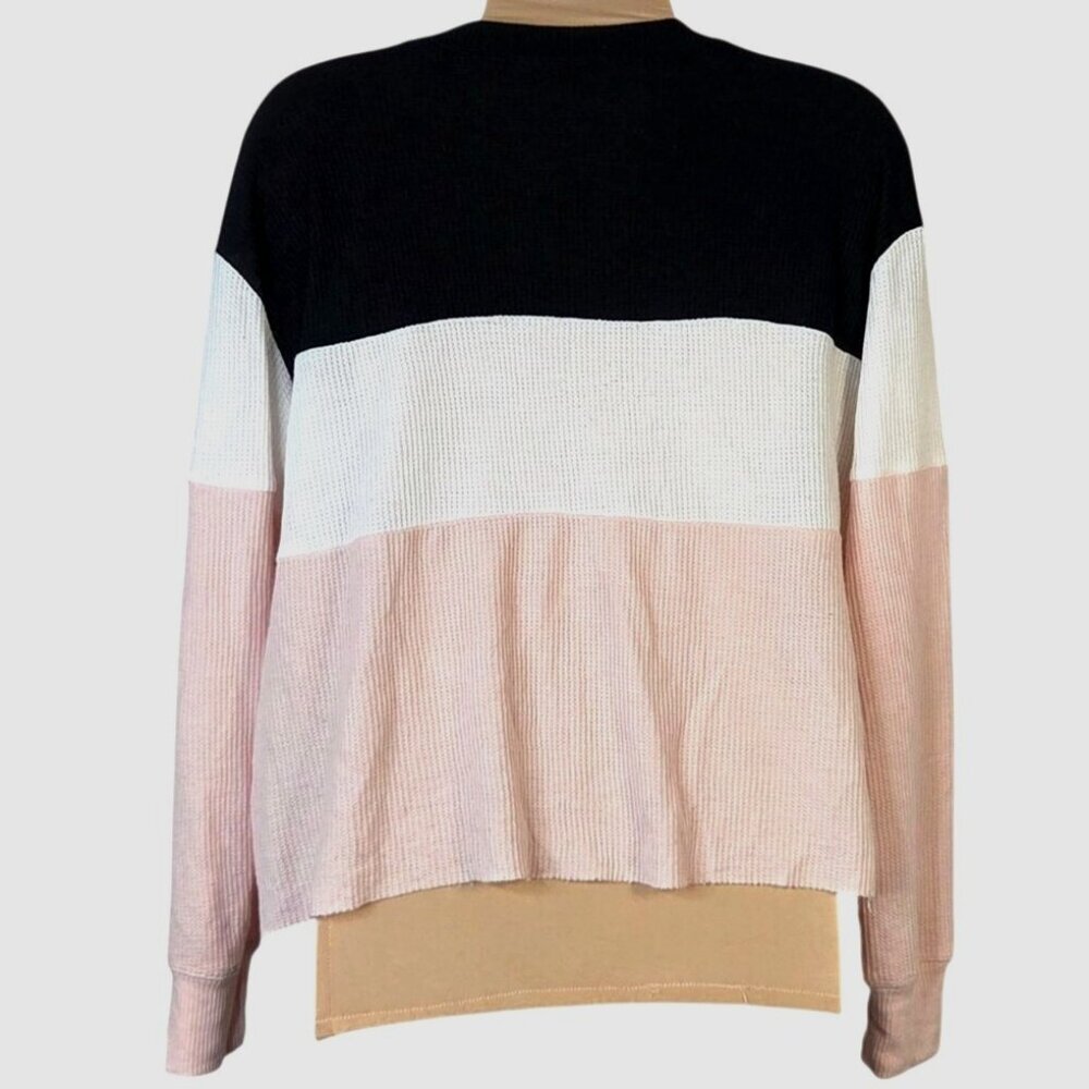 Hollister Womens Colorblock Boyfriend Tee XS Long Sleeve Lightweight Casual Top - Picture 2 of 4